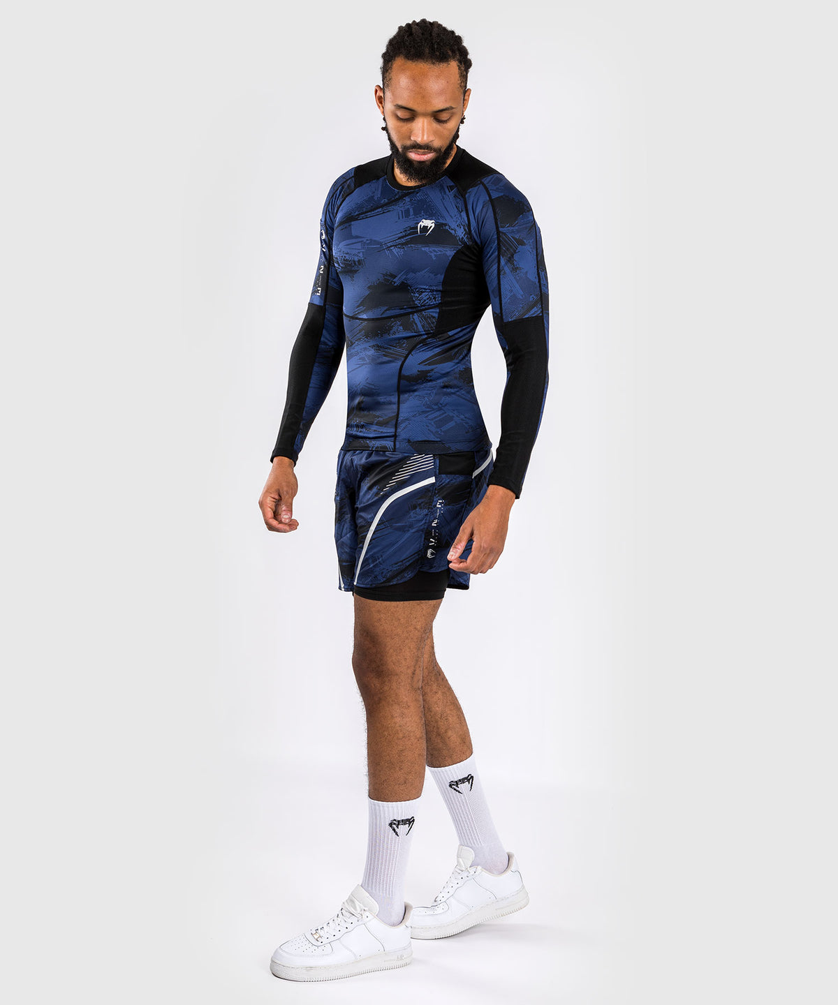 Venum Electron 3.0 Langärmeliger Rashguard - Marineblau