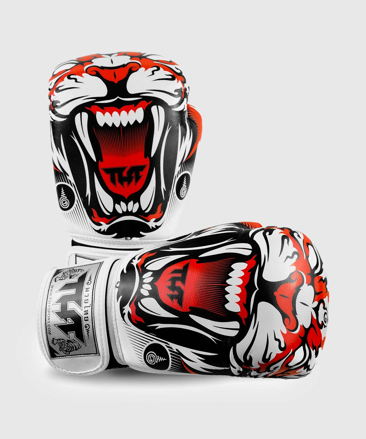 Tuff Tiger Leather Muay Thai Gloves - White