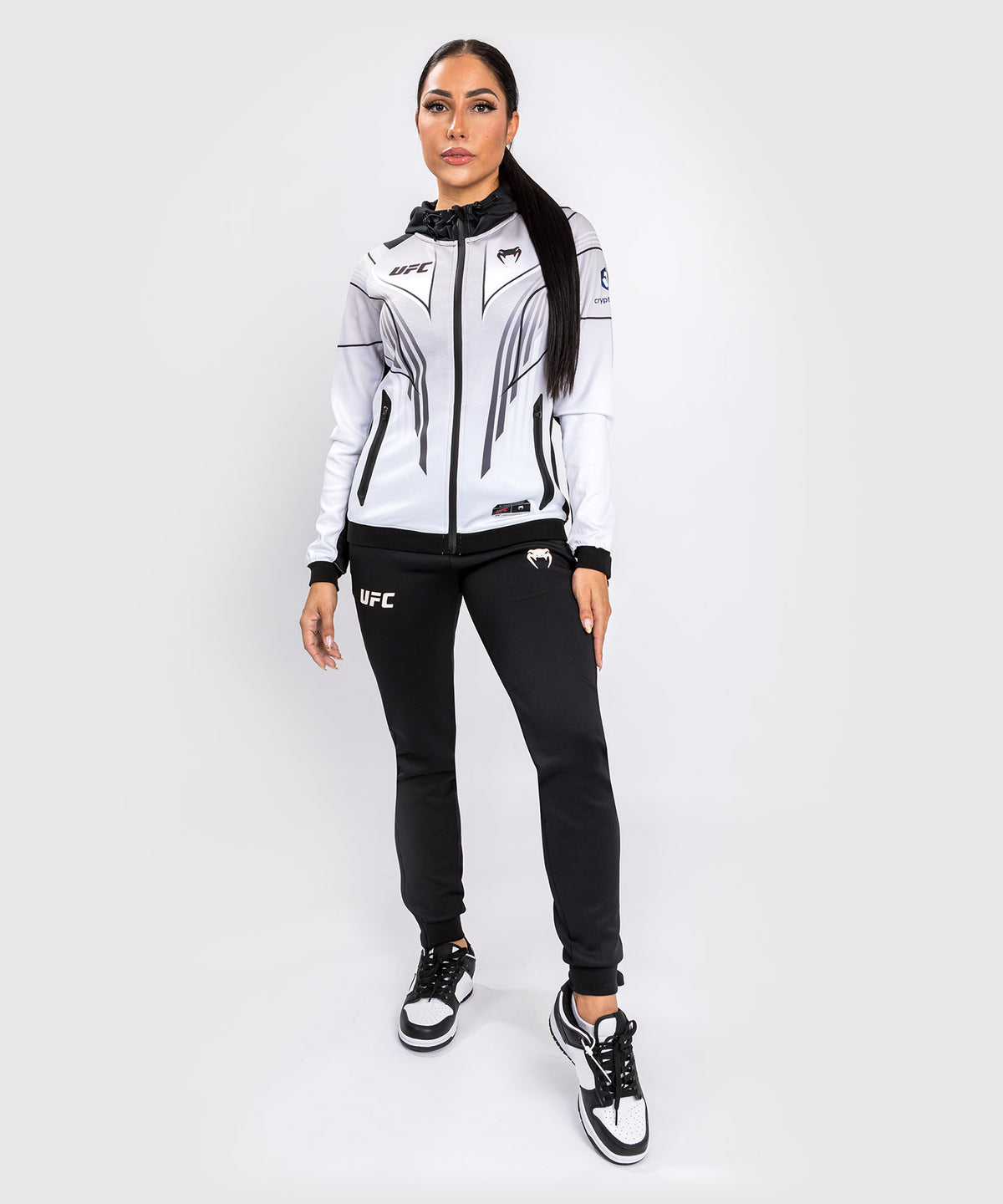 Felpa con cappuccio UFC Venum Authentic Fight Night 2.0 Donna - Bianco