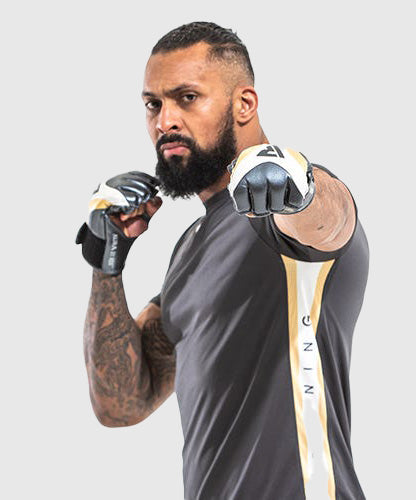 RDX Aura T-17 Guantoni da MMA Grappling - Nero/Bianco/Oro