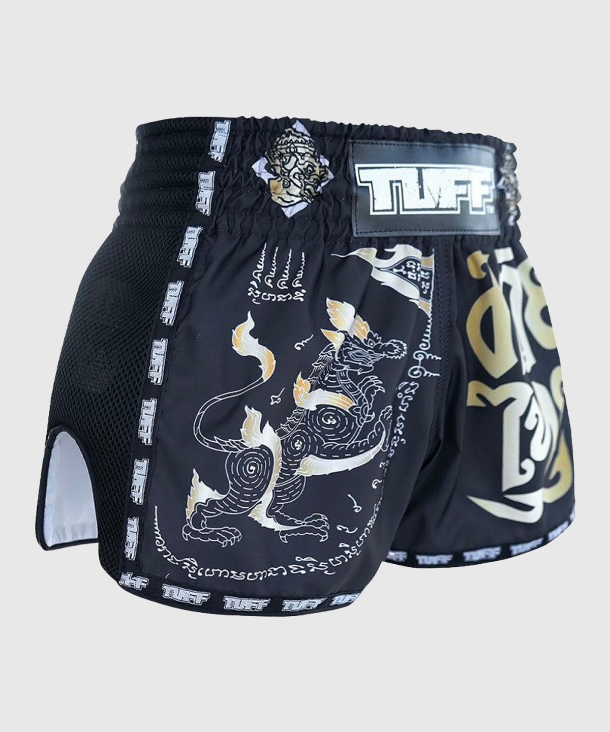 Tuff Retro Singha Yantra Pantaloncini da Muay Thai - Nero