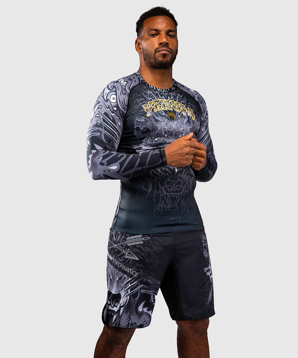 Venum Wolf Atak Long Sleeve Rashguard - Black/Grey