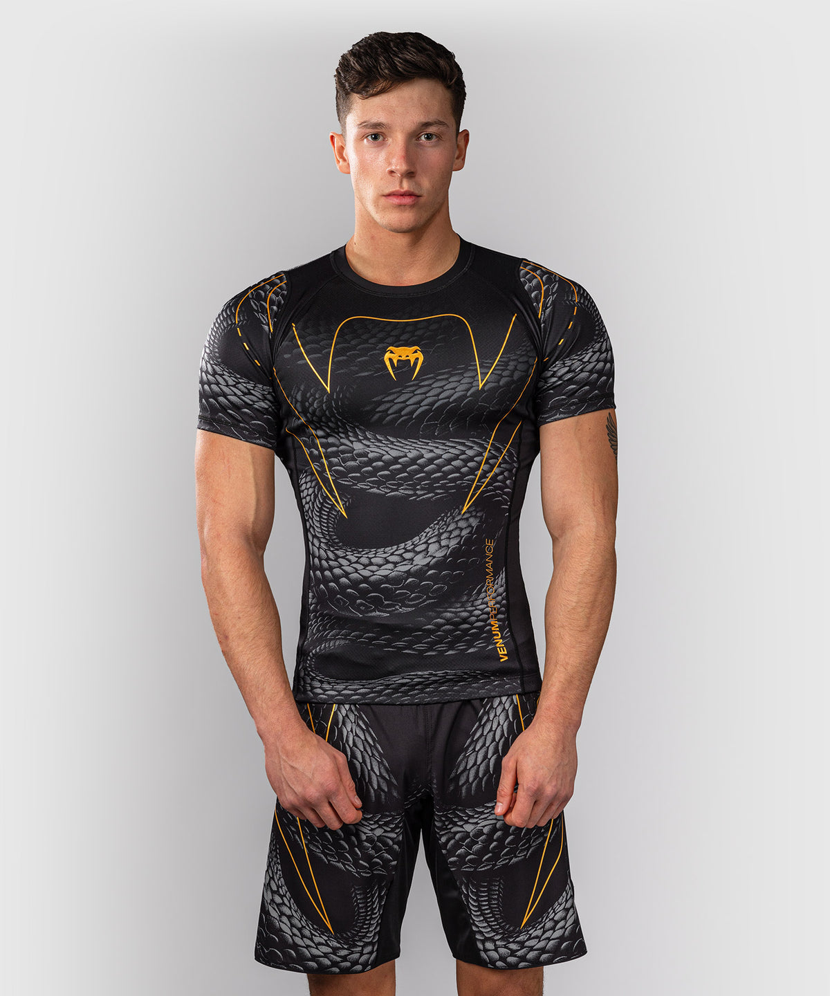 Venum Matupa Kurzarm Rashguard - Schwarz/Grau/Gold