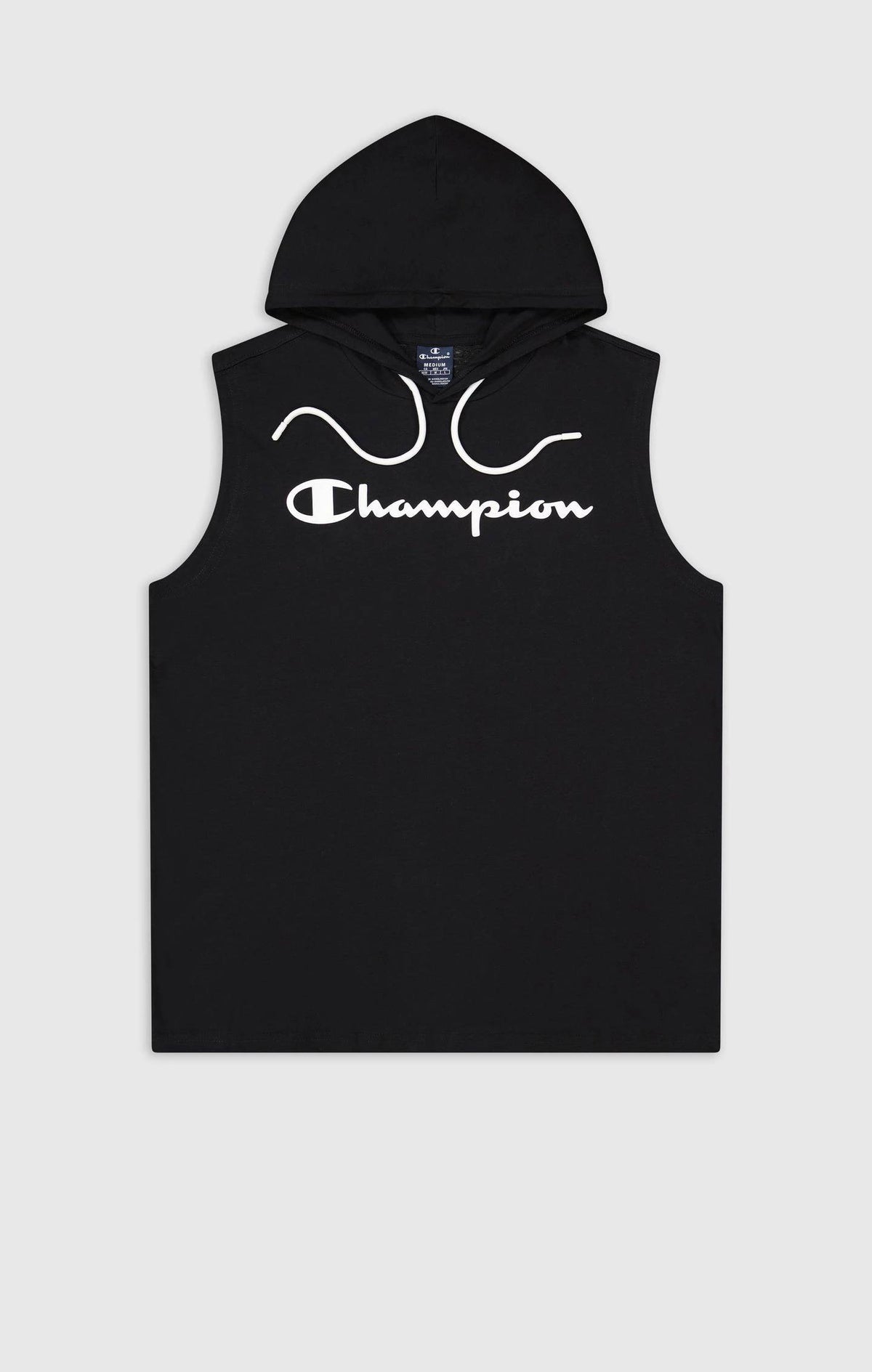 Champion T-Shirt mit Kapuze Ärmellos – Schwarz