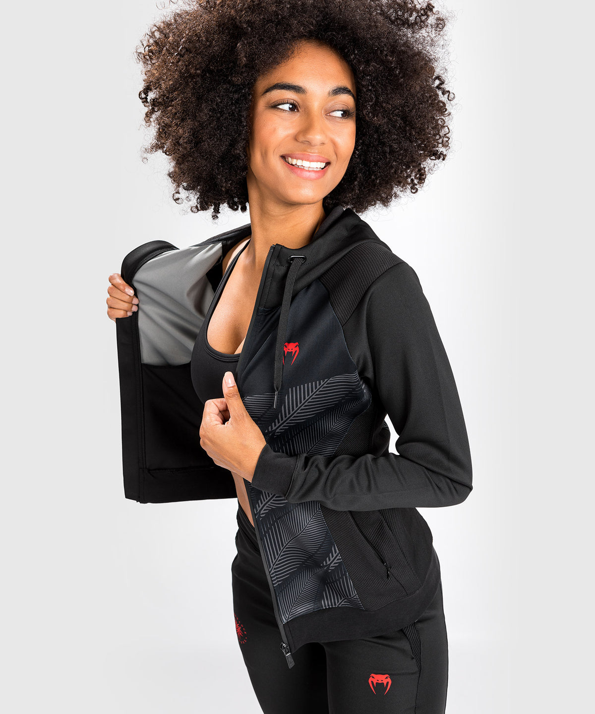 Sudadera con capucha Venum Phantom - Para mujer - Negro/Rojo