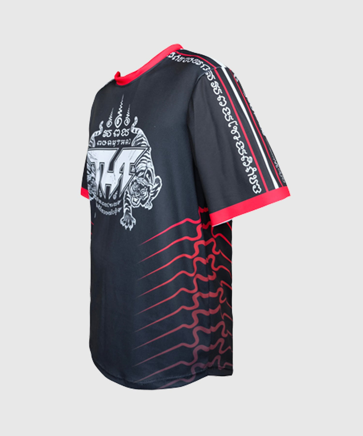 Tuff True Power Twin Tigers Yantra Muay Thai Dry Fit Camiseta - Negro