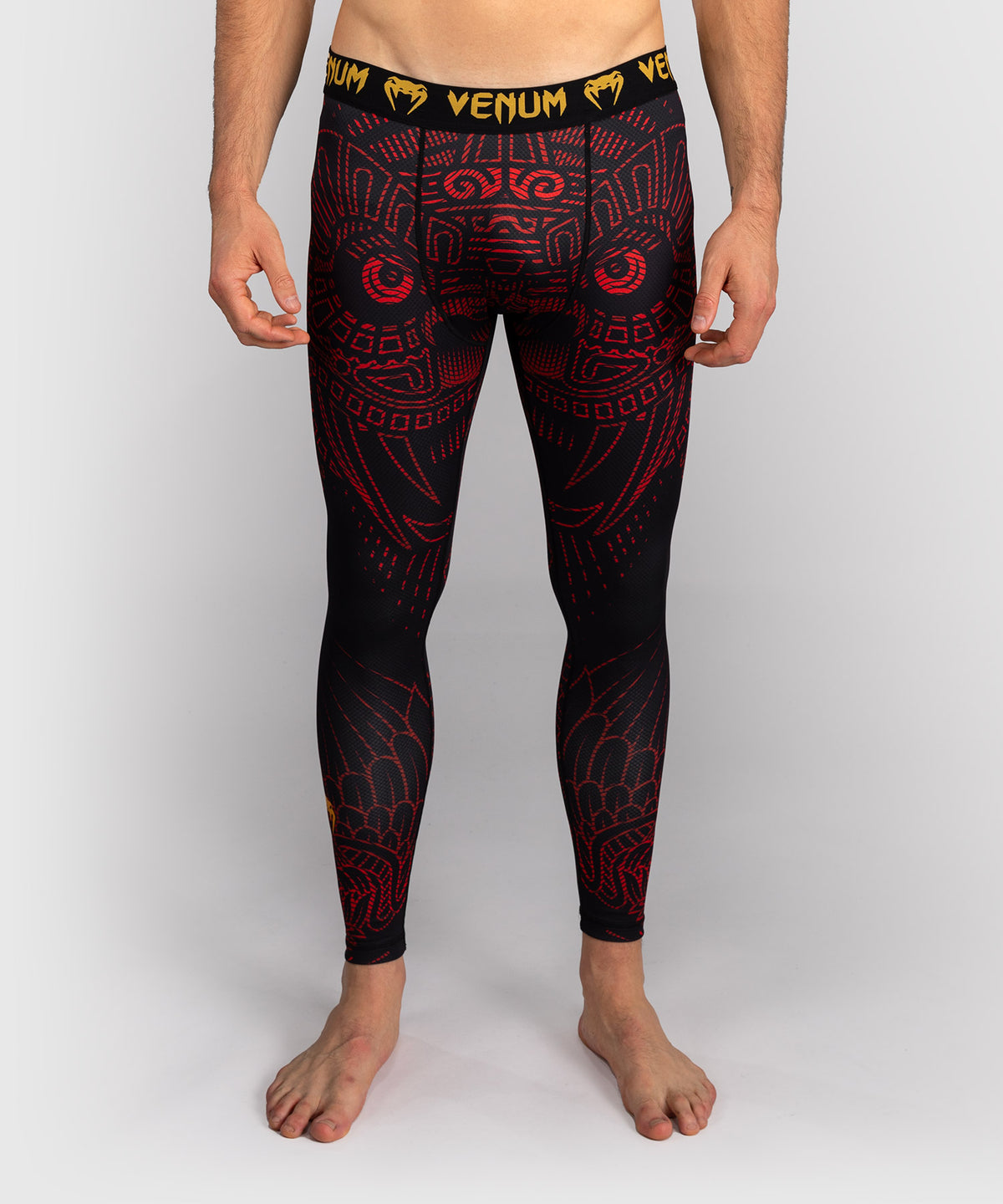 Venum Quetzal Fury Spats - Black/Fury Red/ Tangerine
