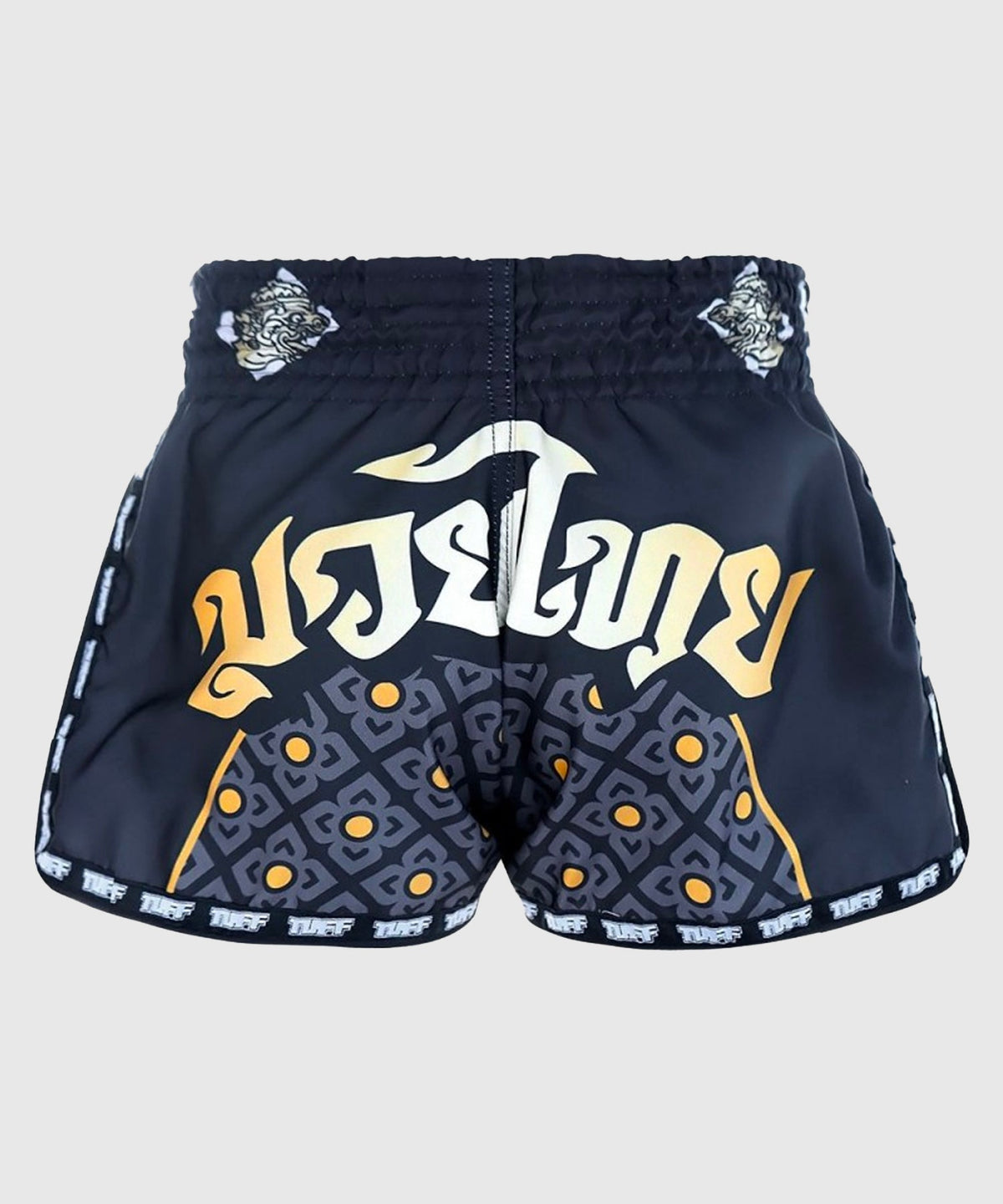 Tuff Retro Singha Yantra Pantaloncini da Muay Thai - Nero
