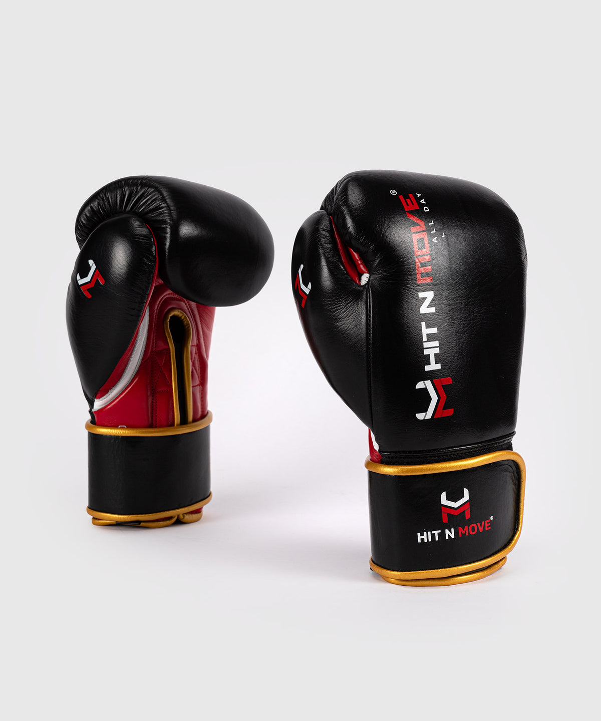 Hit N Move All Day® Pro Grip Plus Guantoni da Boxe - Nero/Rosso/Oro