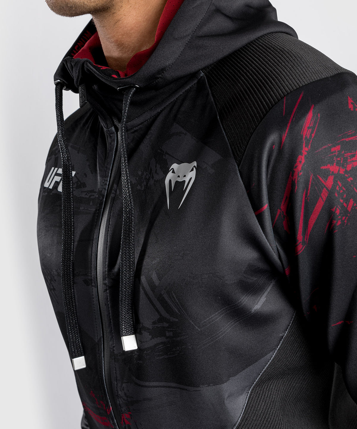 UFC Venum Authentic Fight Week 2.0 Zipped Sweatshirt –  Schwarz/Rot