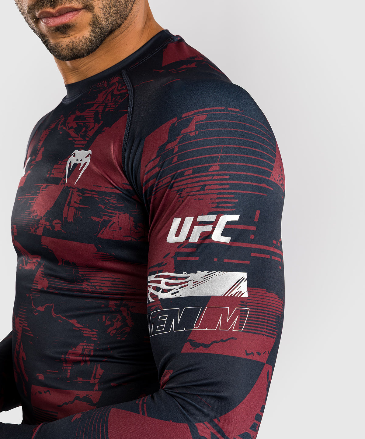 Rashguard manches longues Performance Homme UFC Zenith by Venum Authentic Fight Week - Bleu marine/Bordeaux/Argent