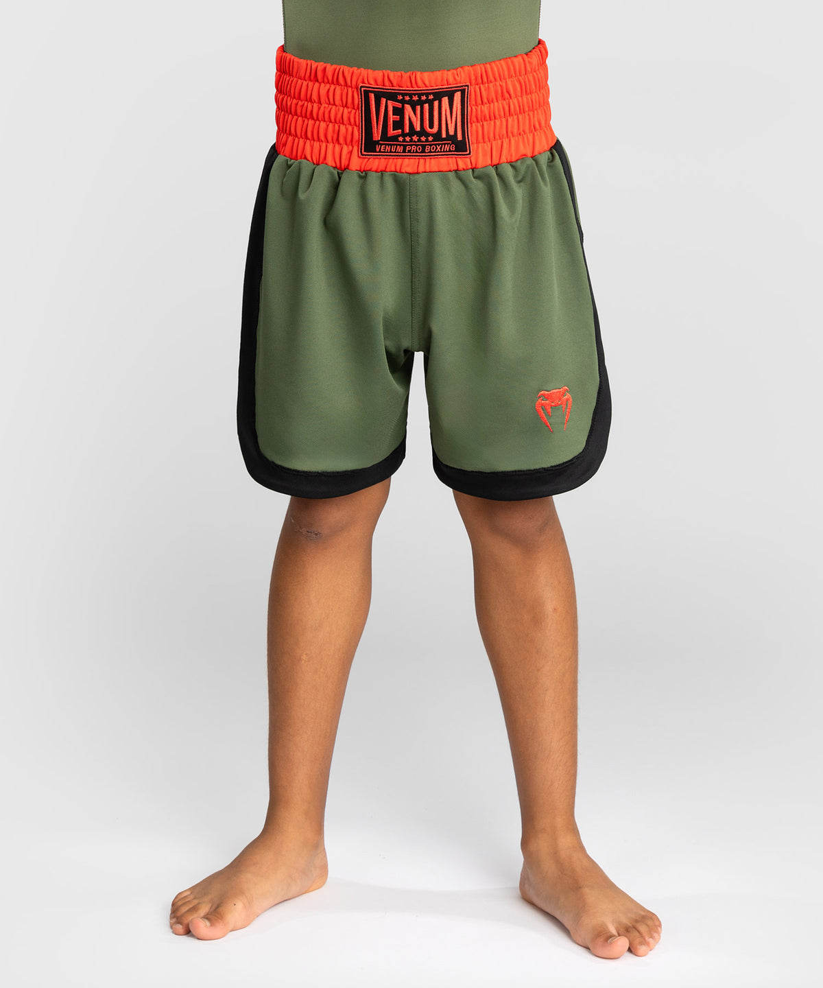 Venum Classic Kinder Boxshorts - Armeegrün/Orange