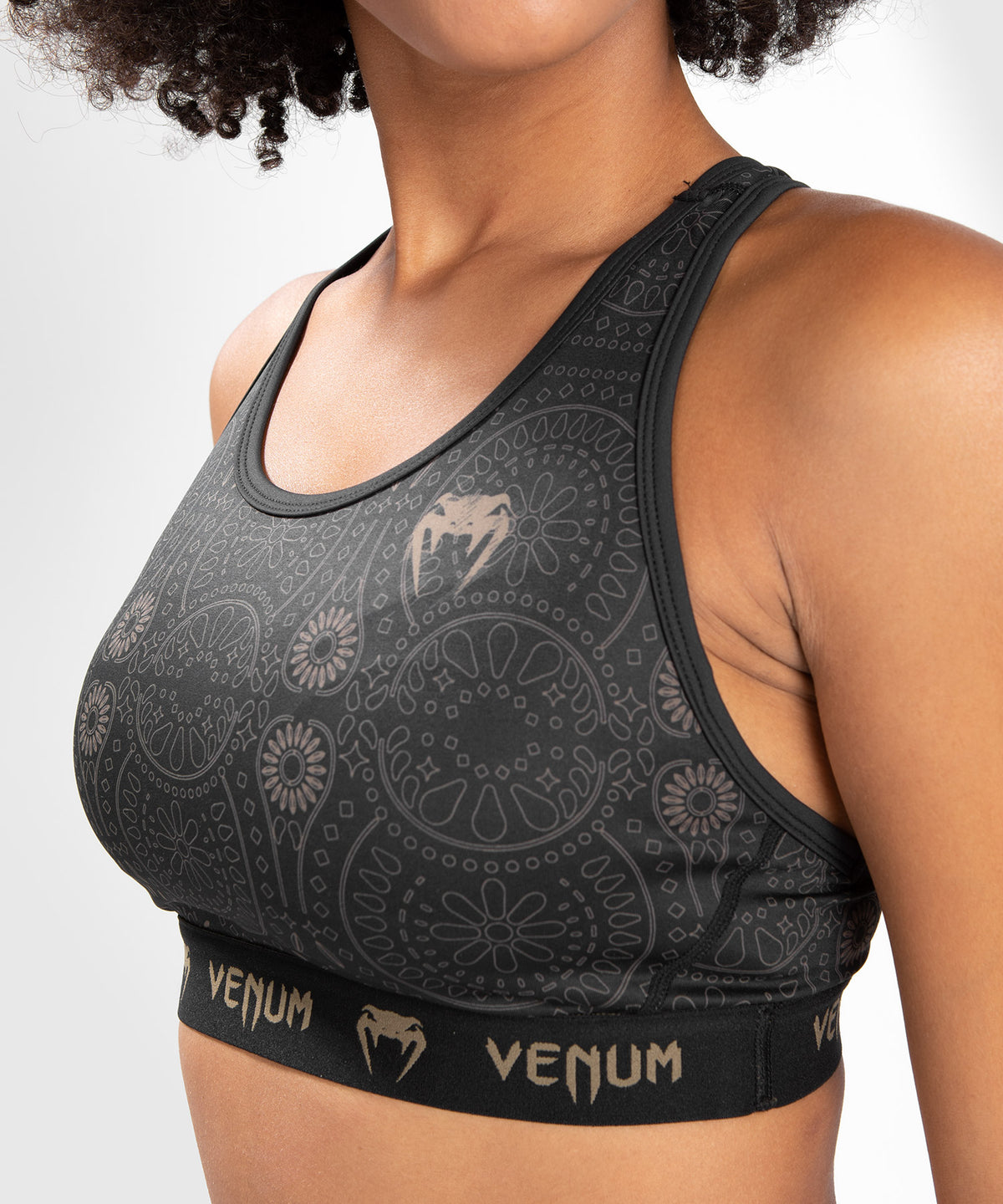 Venum Damen Santa Muerte Dark Side - Sport-BH - Schwarz/Braun
