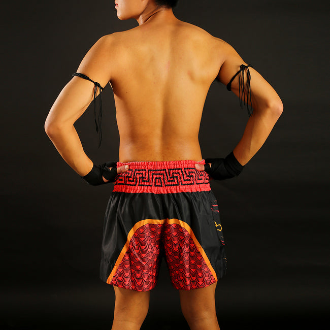 Tuff Red Dragon Pantalones de Muay Thai - Negro/Rojo