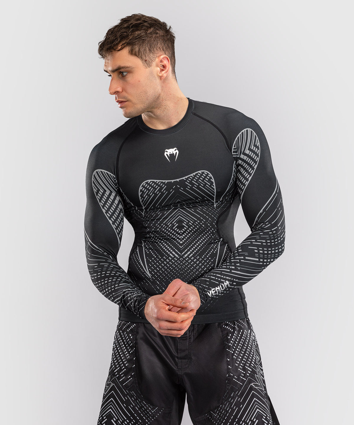 Venum Midnight Fury Rashguard a Maniche Lunghe – Nero/Grigio/Argento