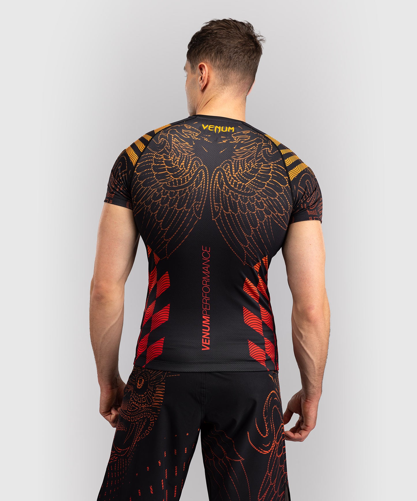 Venum Quetzal Fury Kurzarm Rashguard - Schwarz/Fury Rot/Tangerine