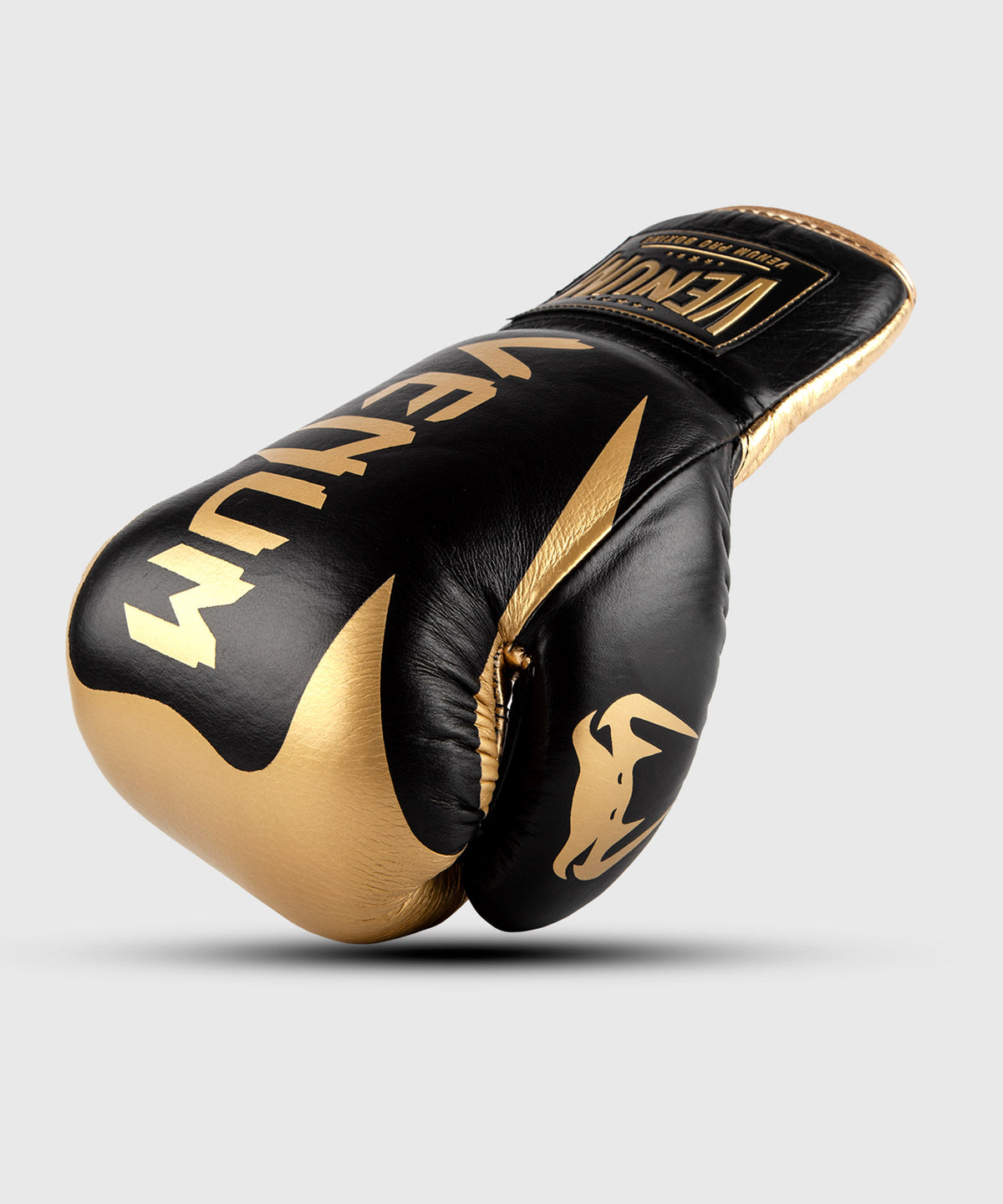 Guantoni da boxe professionali Venum Hammer con lacci - Nero/Oro