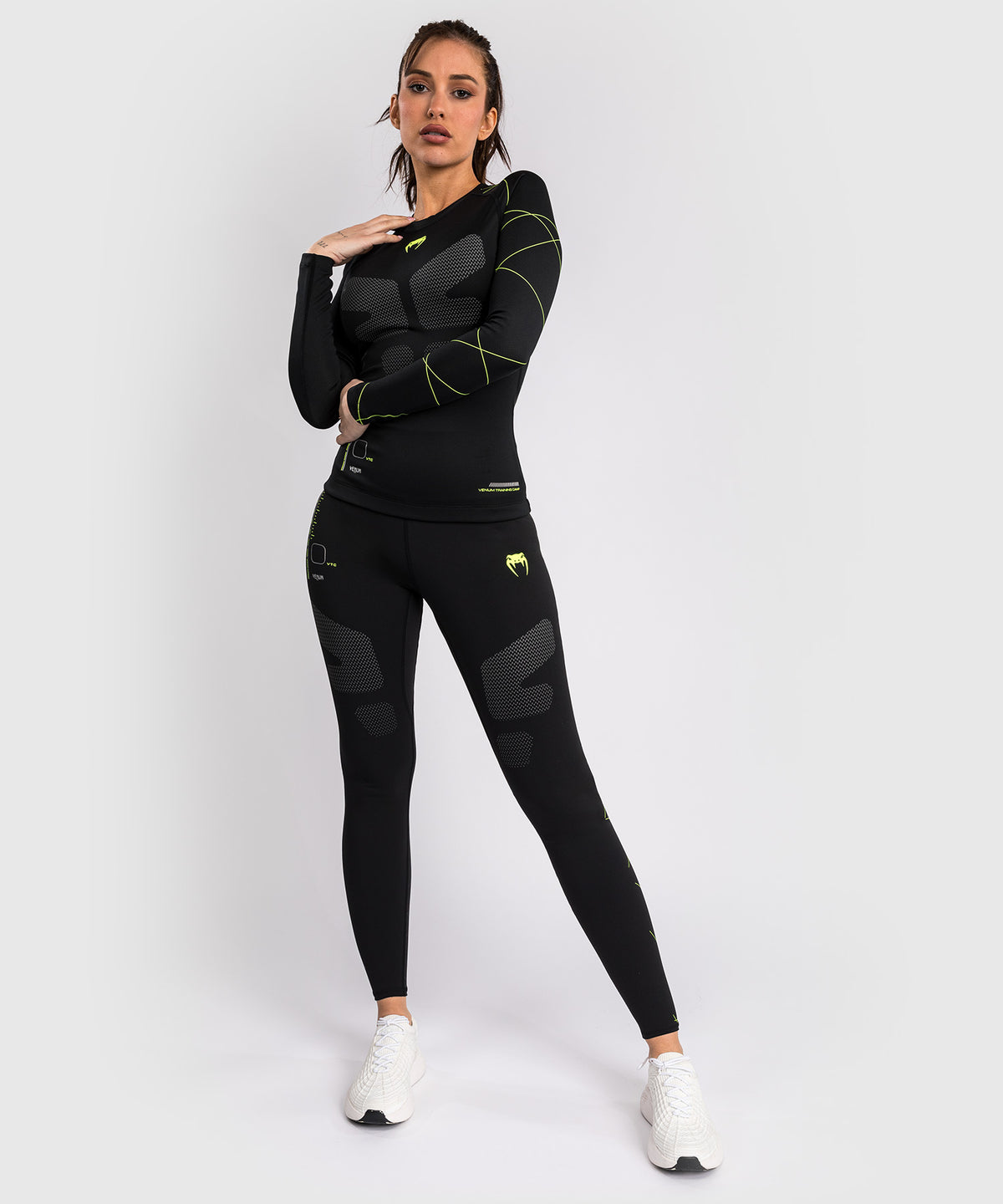 Venum Training Camp 4.0 Langarm Rashguard - Schwarz/Neongrün