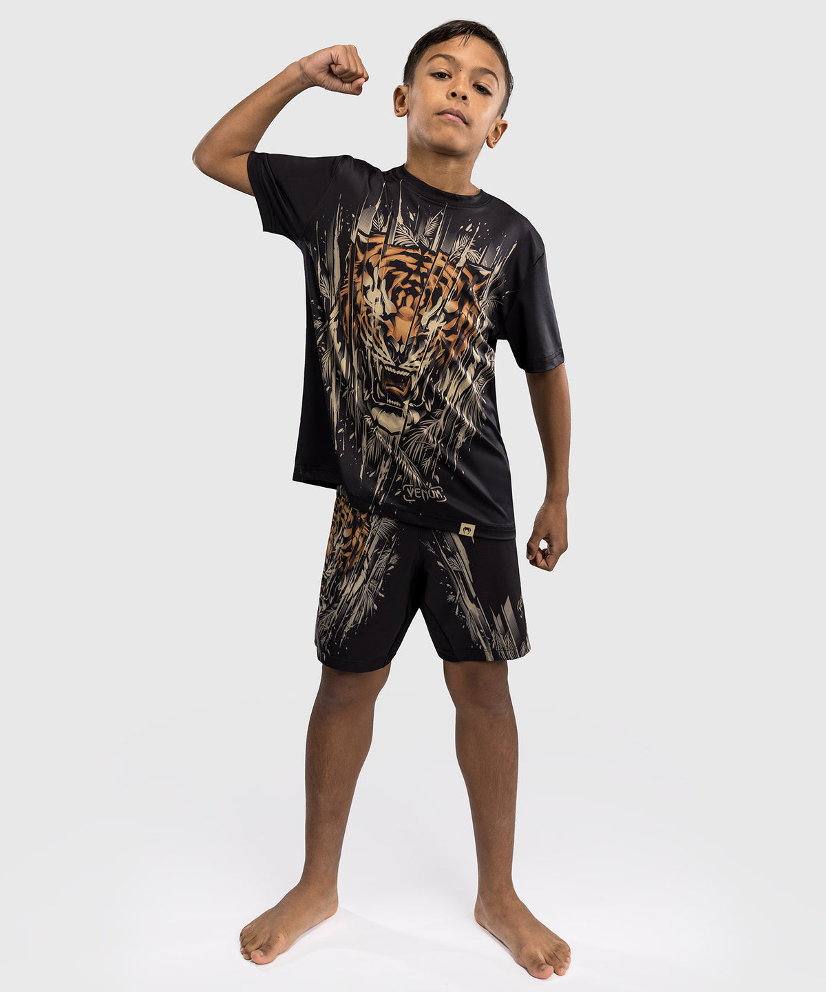 Venum Tiger Maglietta Dry-Tech Bambini - Nero/Arancione Neon