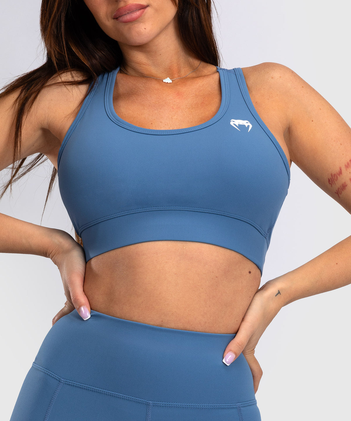 Venum Essential Medium Impact Damen Sport-Bh - Storm Blue