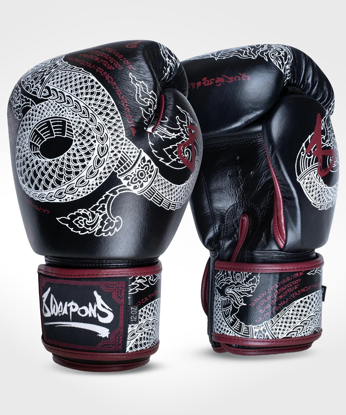 8 Weapons Sak Yant Naga Guantoni da Boxe - Nero/Marrone