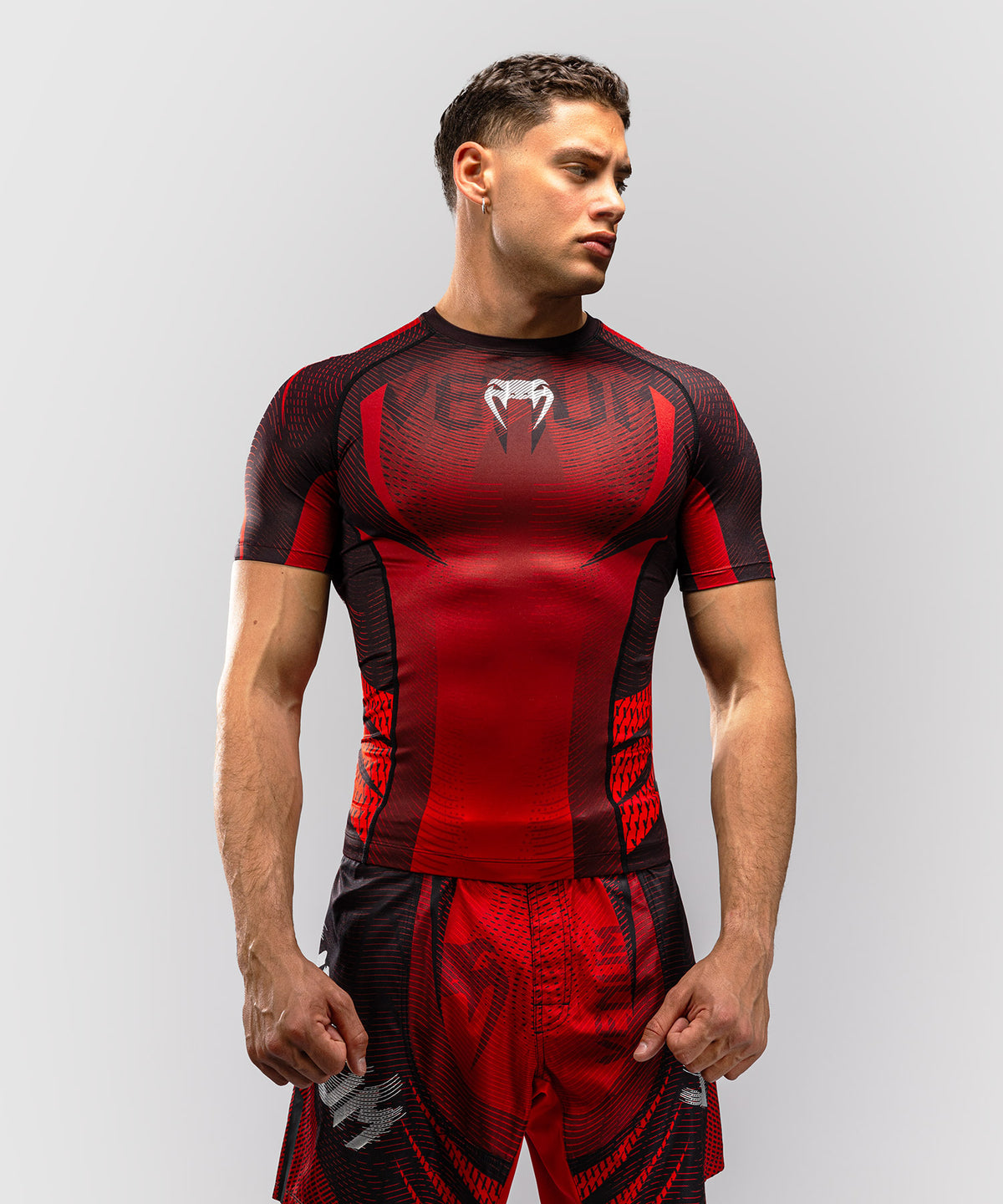 Rashguard à Manches Courtes Venum Galactic 3.0 - Rouge/Argent