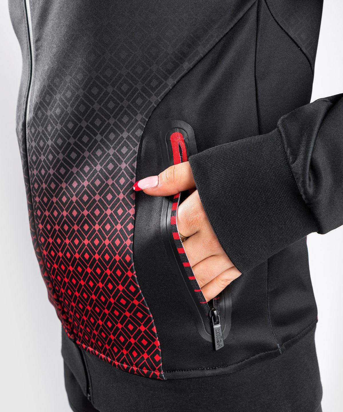Felpa Con Cappuccio Venum UFC Performance Institute - Per Donna - Nero/Rosso