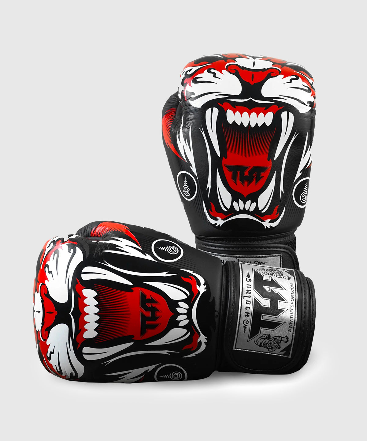 Tuff Tiger Leder Muay Thai Handschuhe - Schwarz