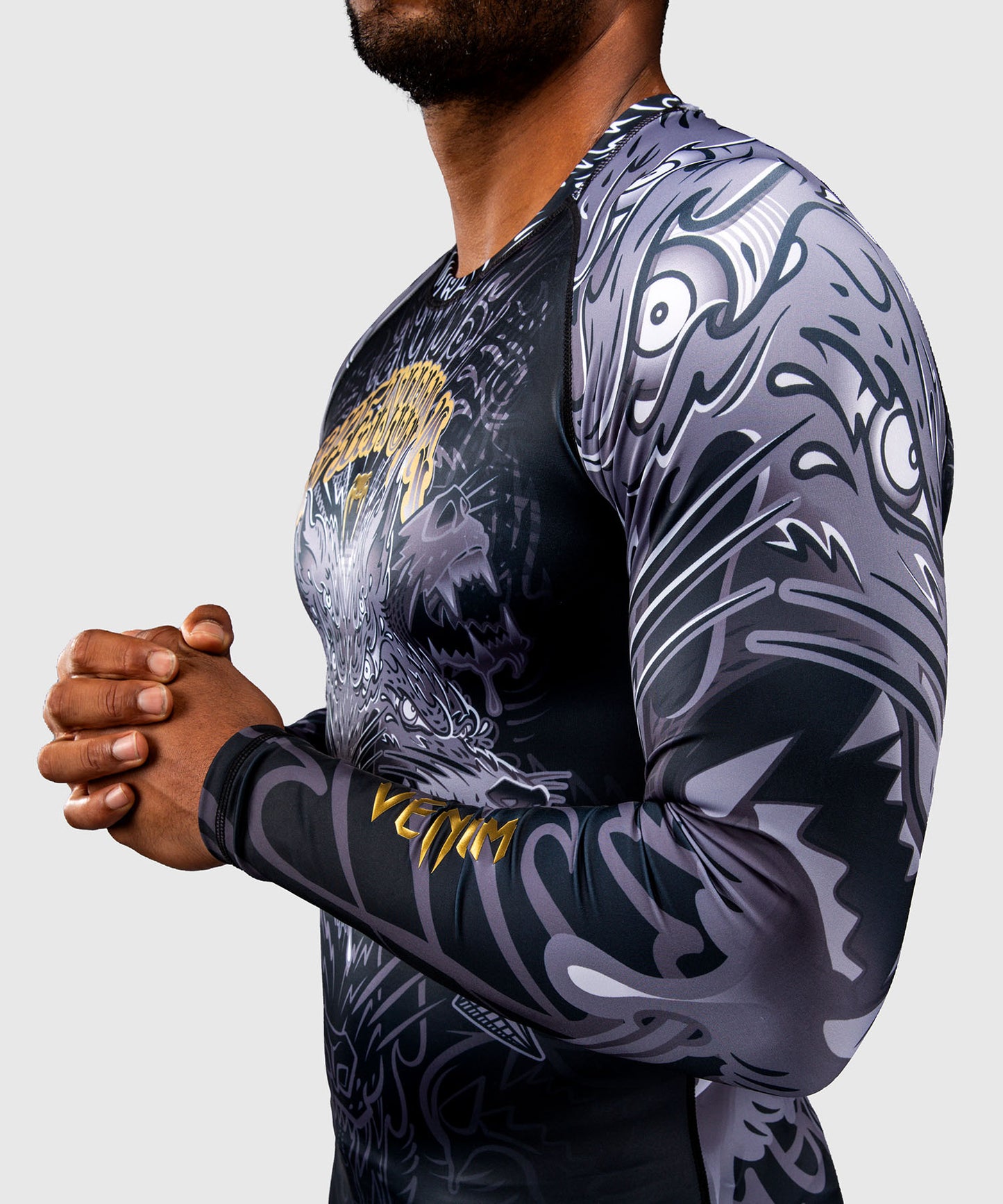 Venum Wolf Atak Long Sleeve Rashguard - Black/Grey