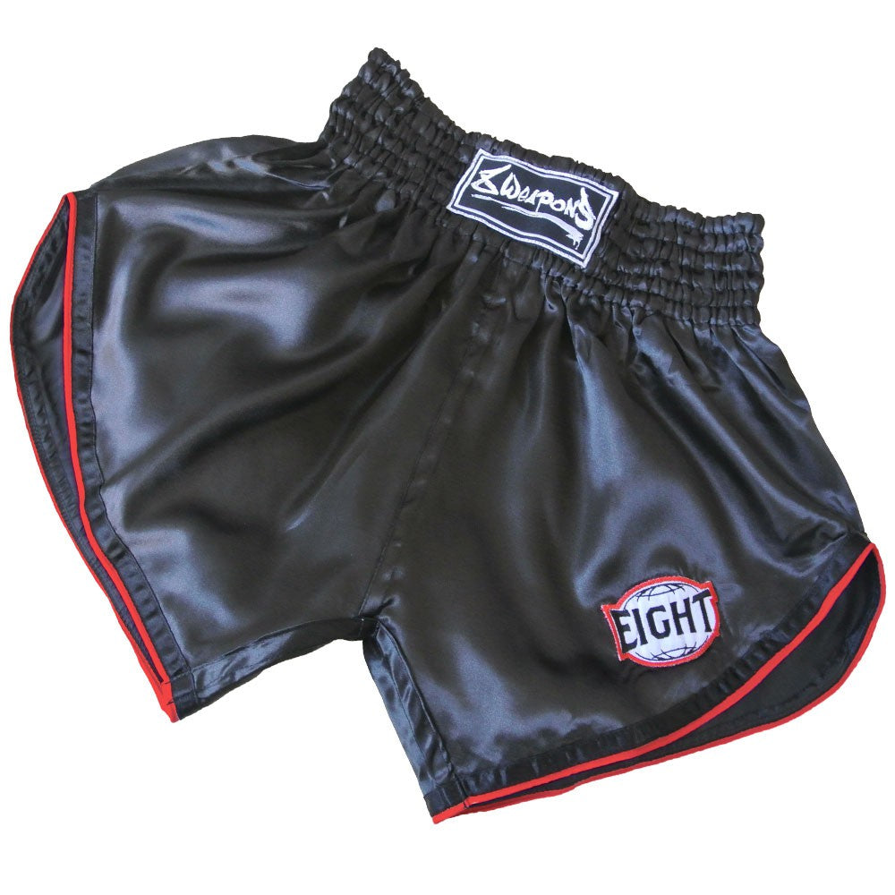 8 Weapons Retrofight Pantaloncini da Muay Thai - Nero/Rosso