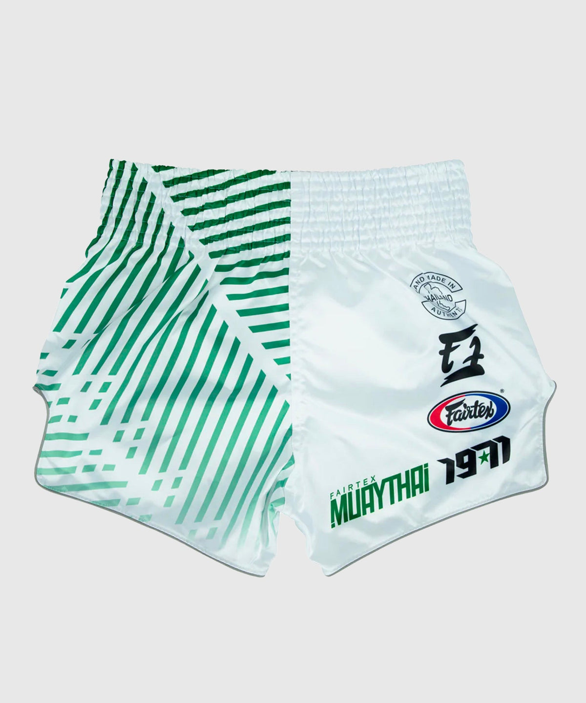 Fairtex Racer Pantaloncini da Muay Thai - Bianco/Verde