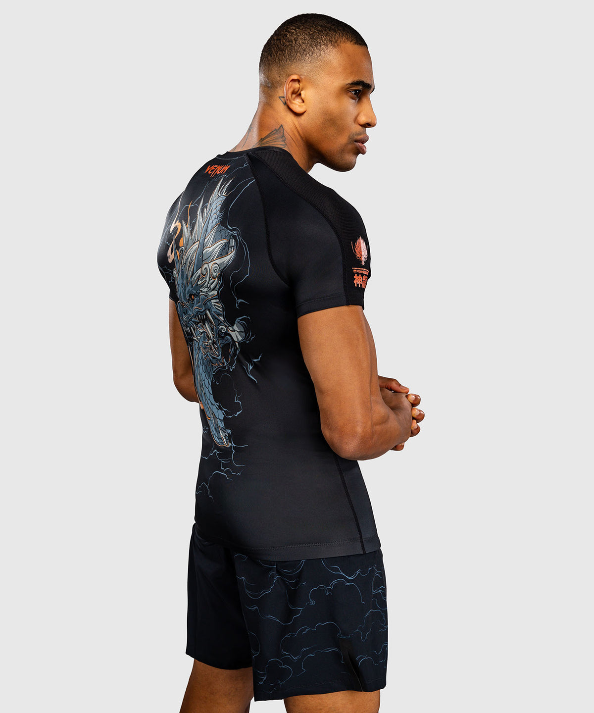 Venum Thunder Dragon Rashguard a Maniche Corte – Nero/Grigio/Rame