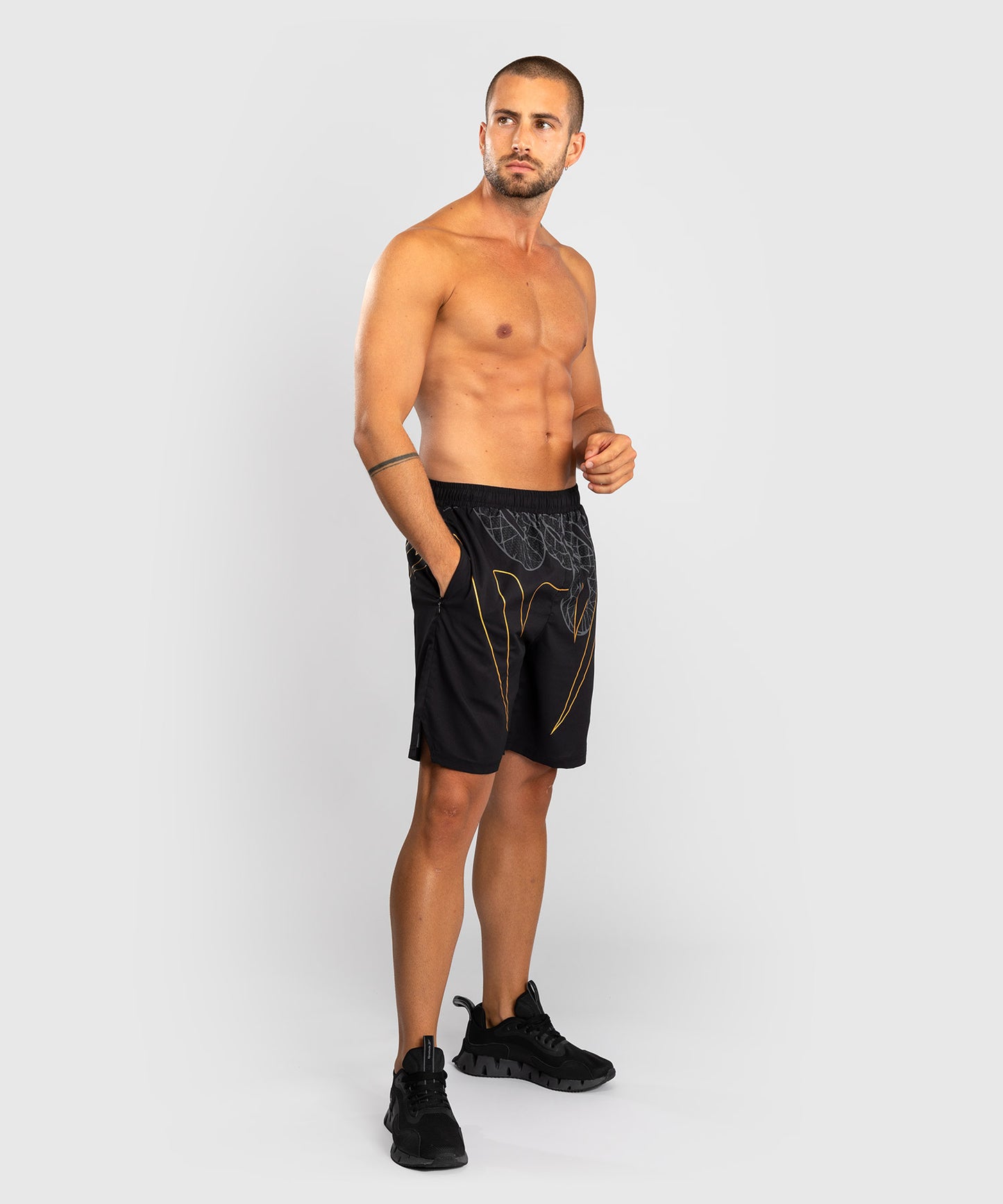 Venum Serpenti Training Shorts - Black/Silver/Gold