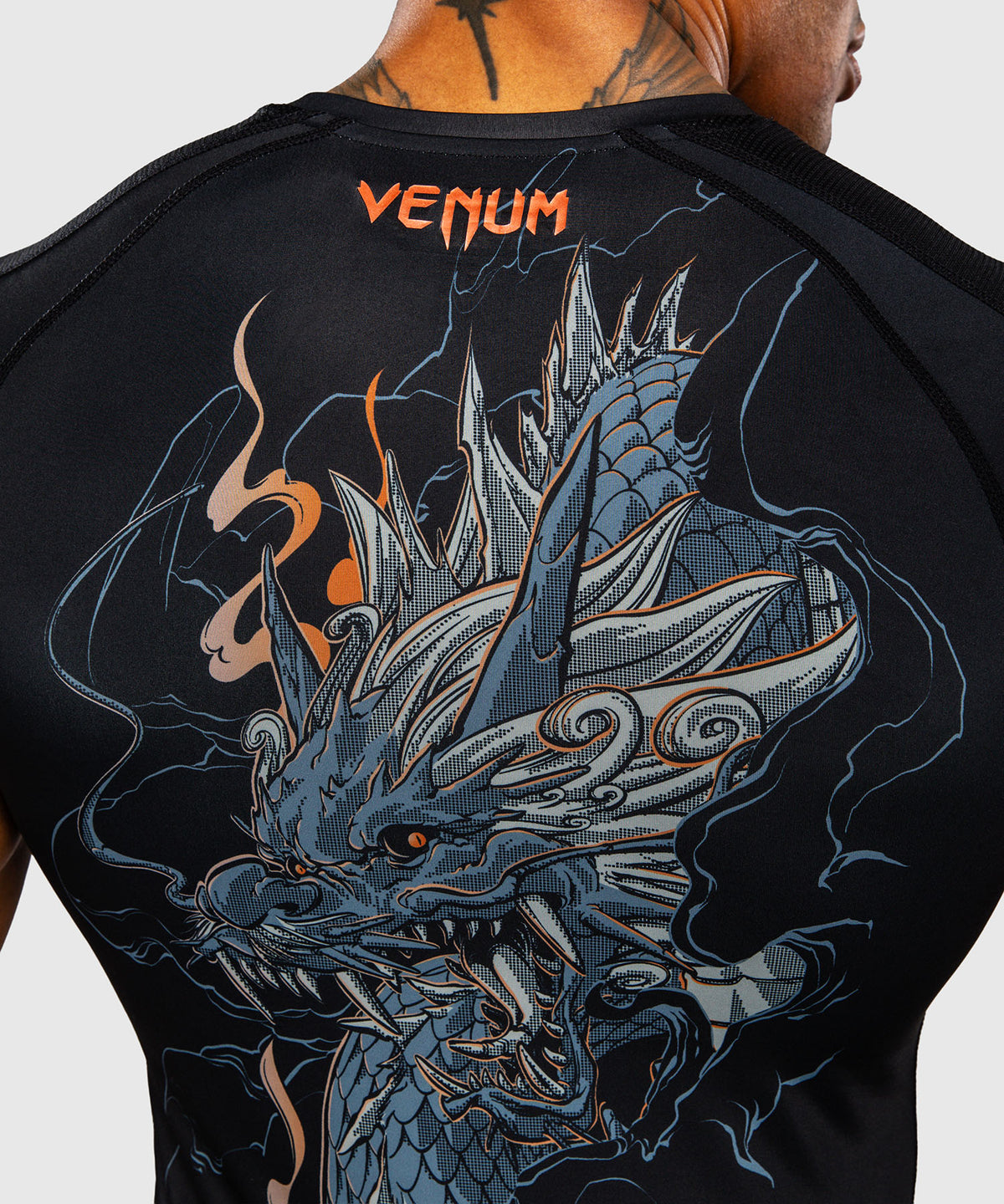 Venum Thunder Dragon Rashguard a Maniche Corte – Nero/Grigio/Rame