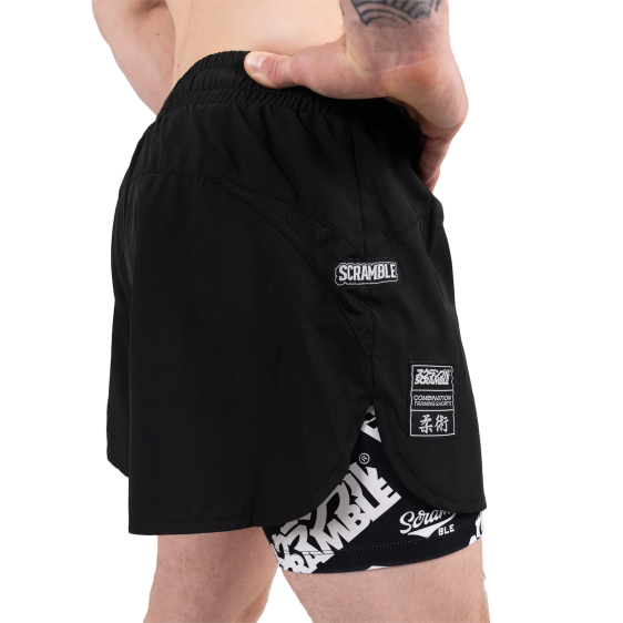 Scramble Dual Layer Fight Shorts - Black