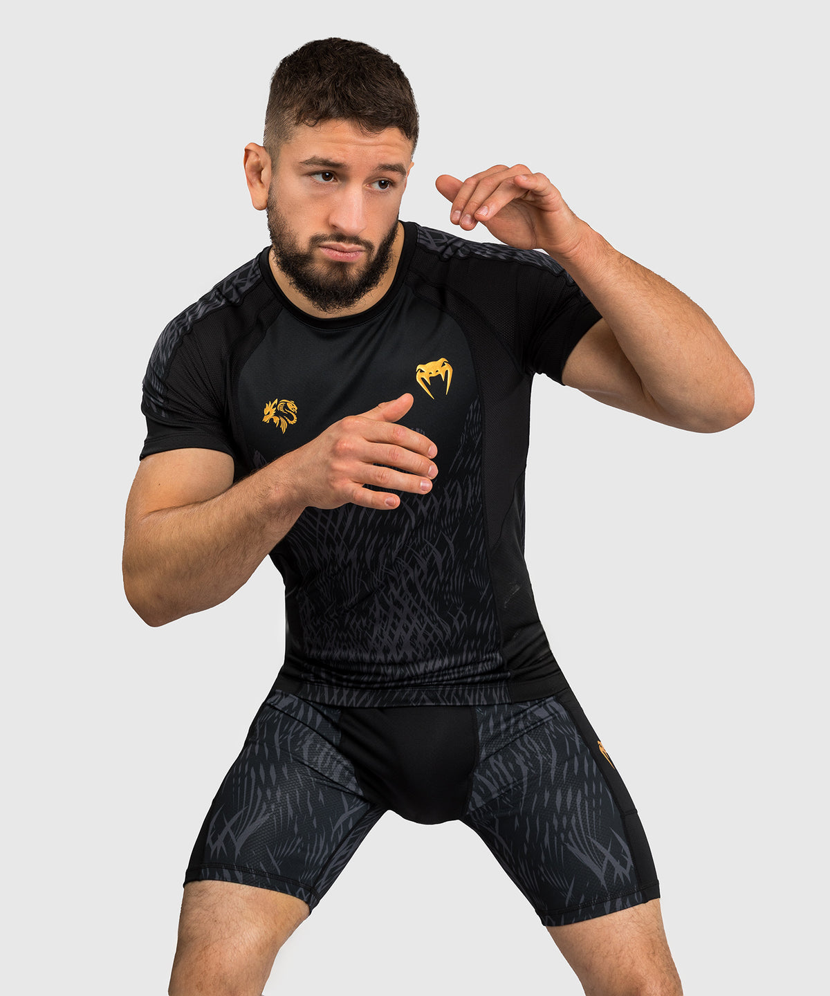 Venum x Chimaev Rashguard de Manga Corta  - Negro/Gris