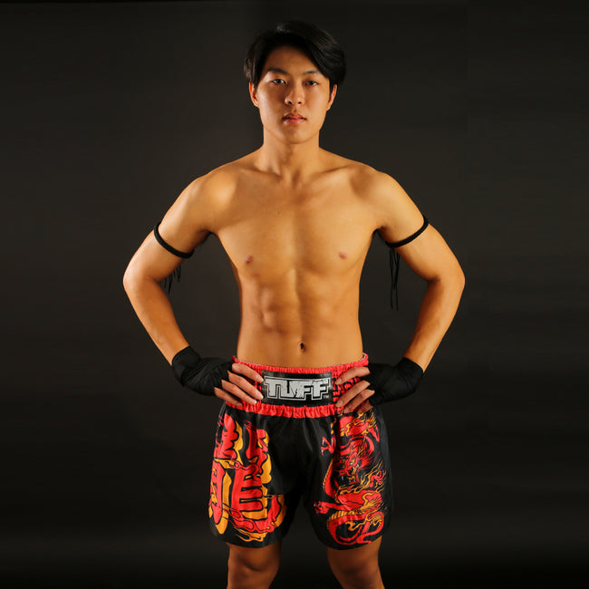 Tuff Red Dragon Pantalones de Muay Thai - Negro/Rojo