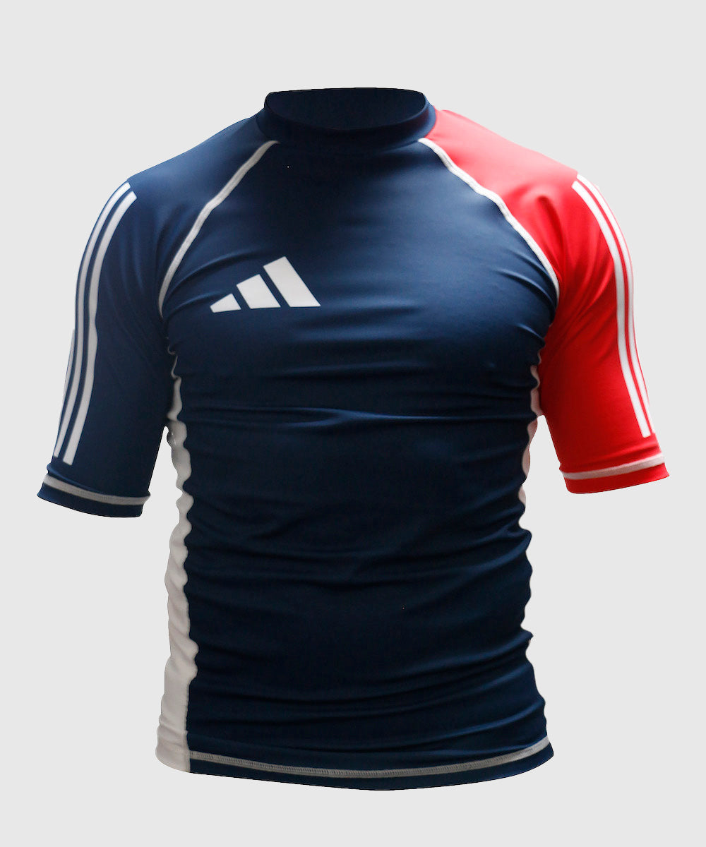 Adidas Short Sleeve Compression Top - Blue/White/Red