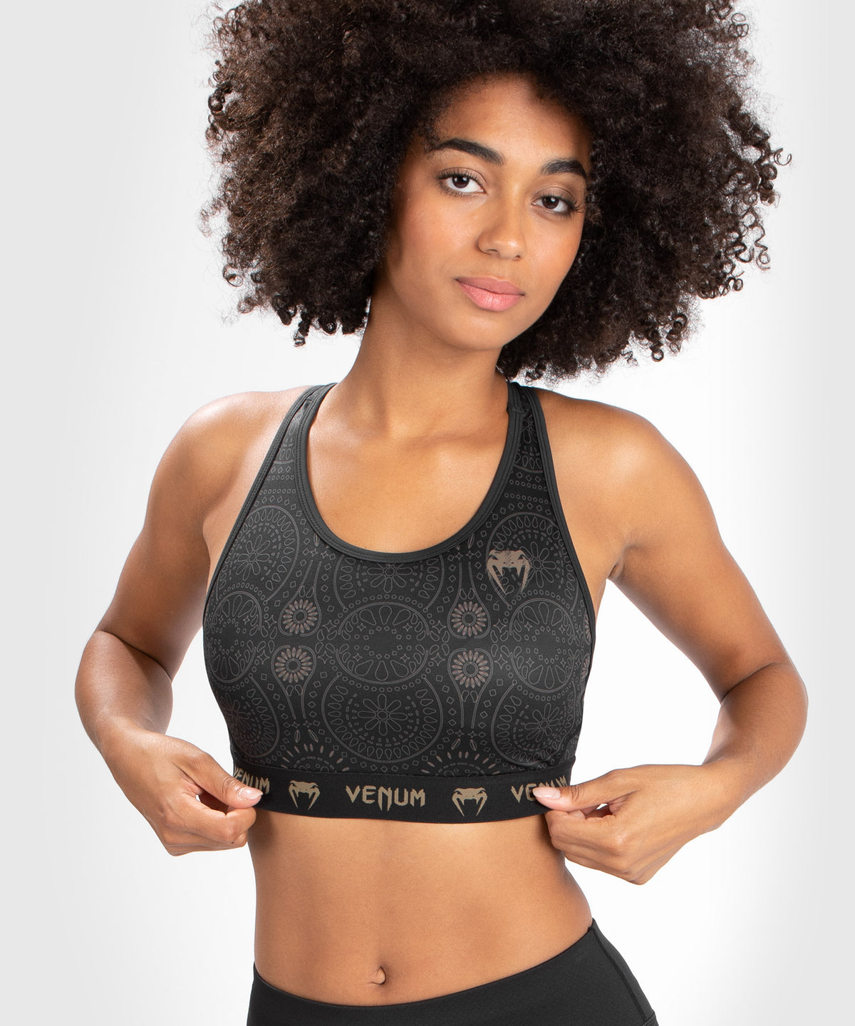 Venum Damen Santa Muerte Dark Side - Sport-BH - Schwarz/Braun