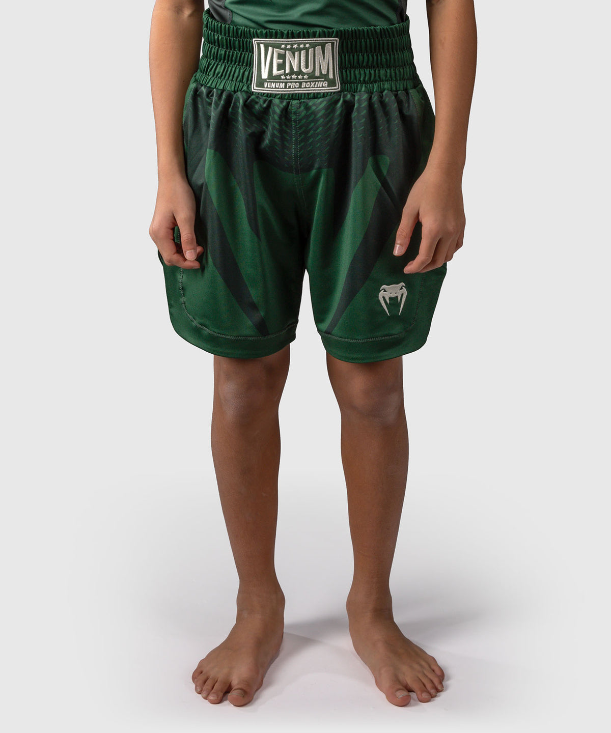 Venum Attack Pantalones Cortos de Boxeo Infantil - Verde Bosque/ Blanco Roto