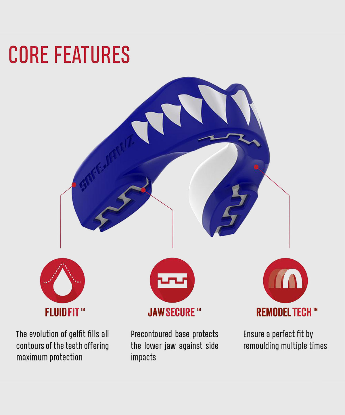 Safejawz Shark Mouthguard – Junior – Blue/White