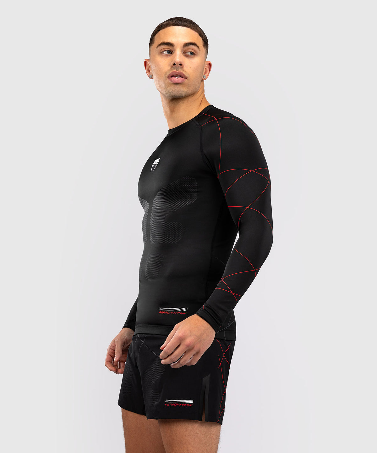 Venum Tactical XT Lycra de manga larga para hombre - Negro/Rojo fuego