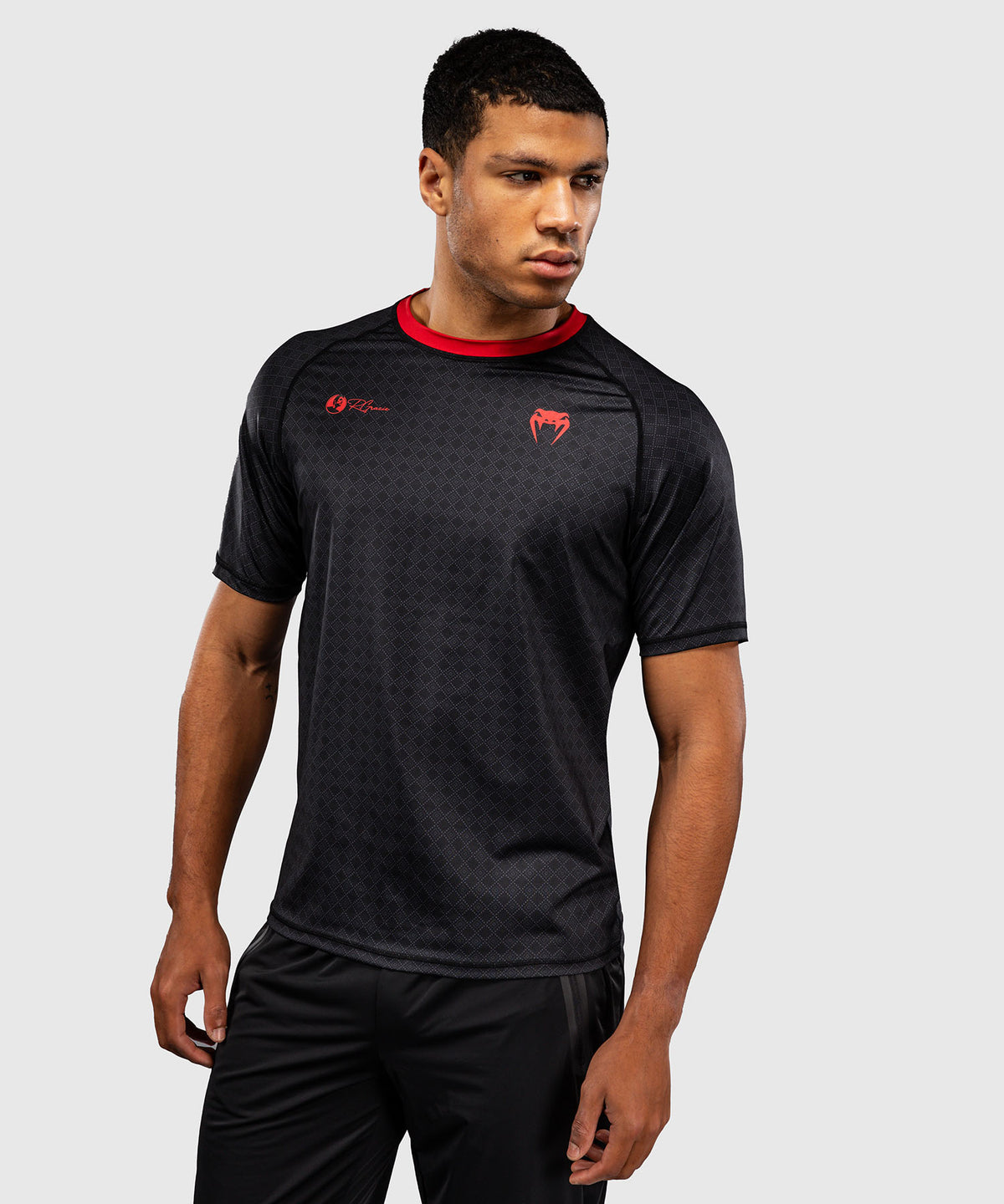 Venum x Roger Gracie Signature Dry-Tech-T‑Shirt - Schwarz/Rot