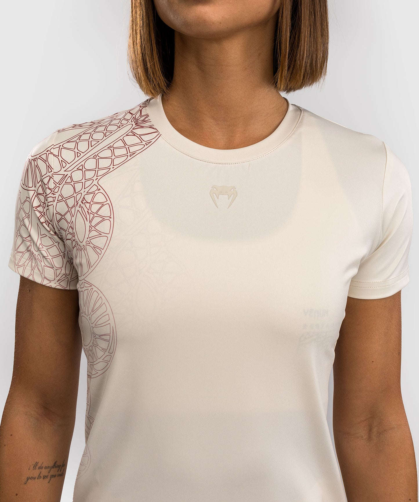 Venum Serpenti Camiseta Dry-Tech para Mujer – Marfil/Burdeos