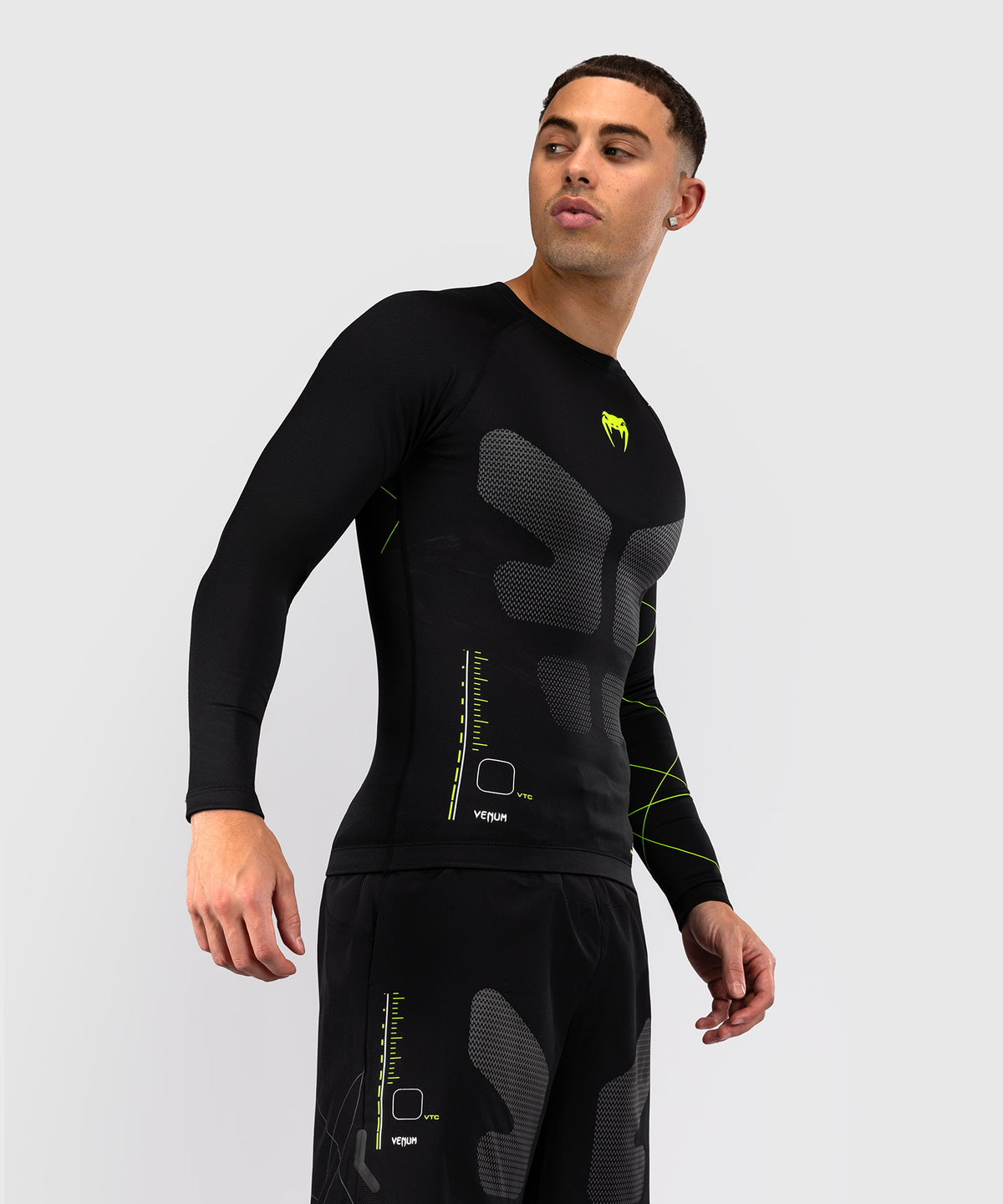 Venum Training Camp 4.0 Langarm Rashguard - Schwarz/Neongrün