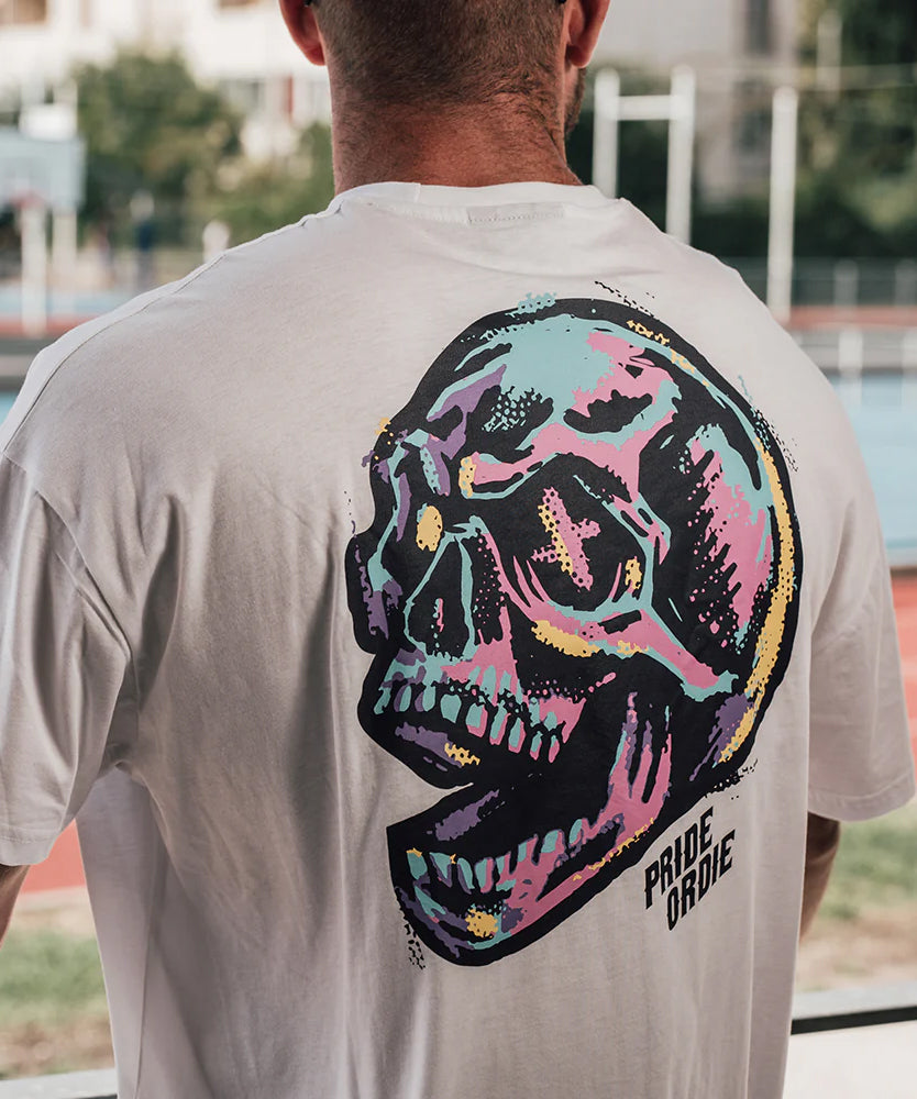 Pride Or Die Oversize Funky Skull Trainings-T-Shirt - Weiß