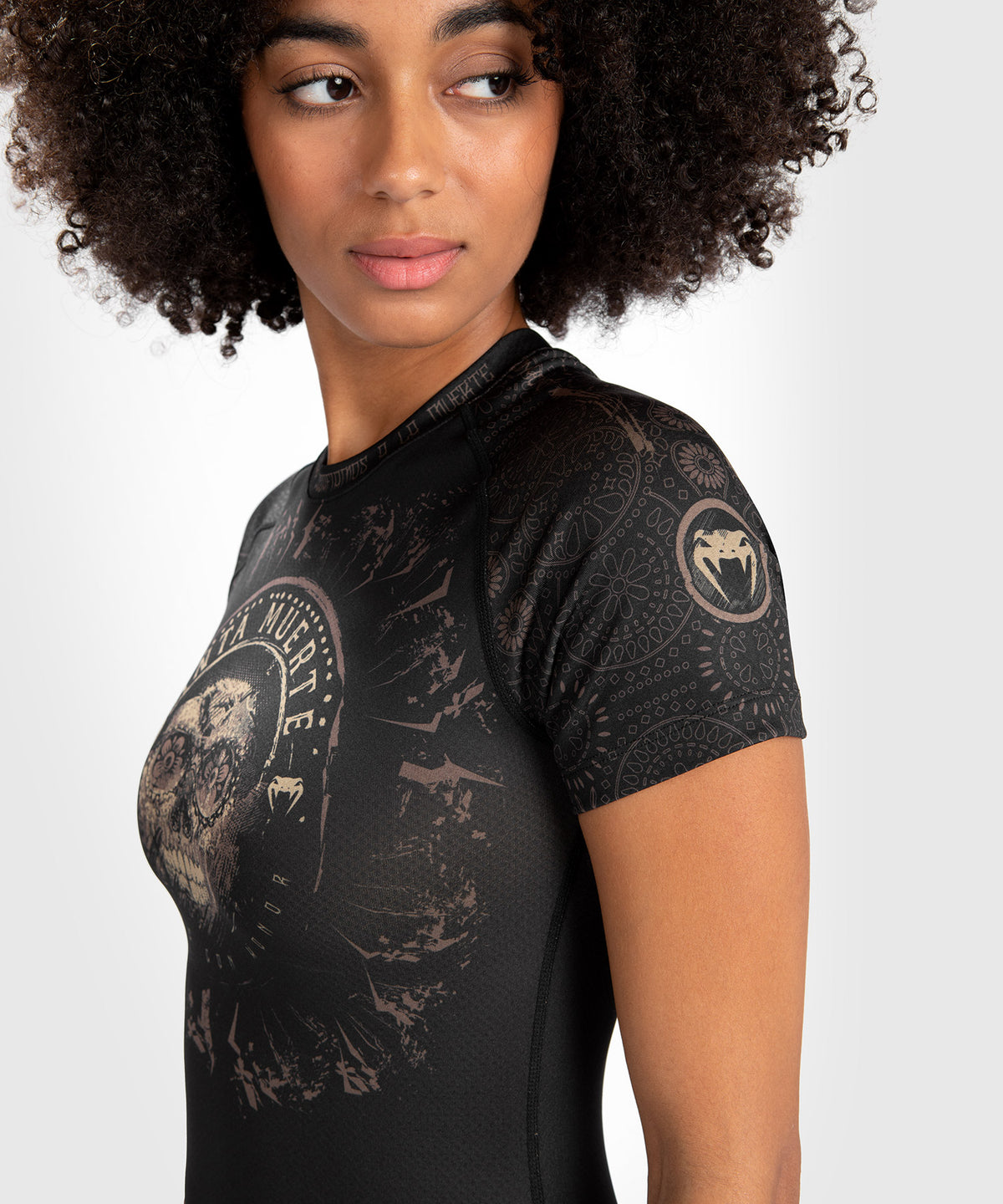 Venum Mujer Santa Muerte Dark Side - Rashguard Mangas Cortas - Negro/Marrón