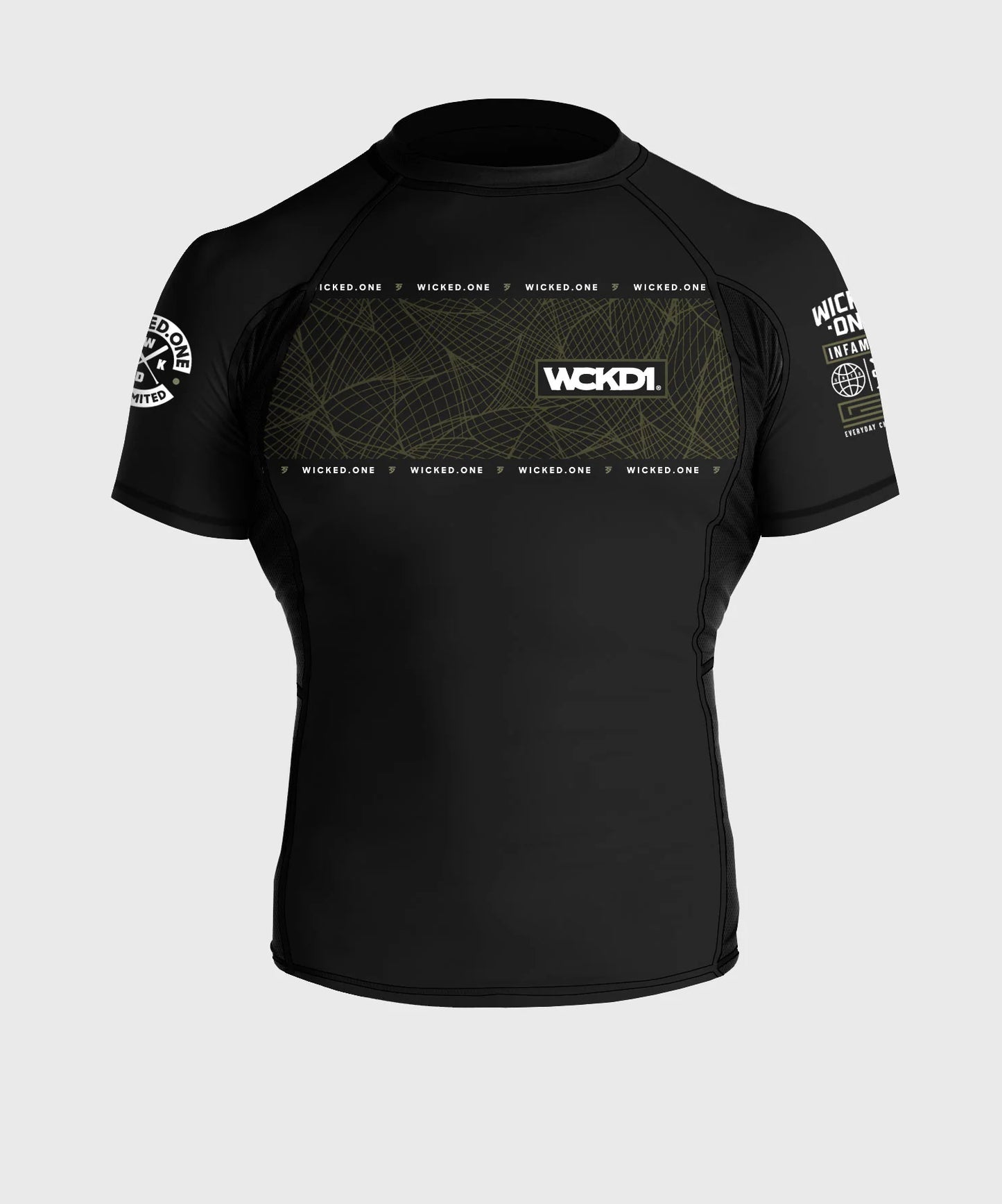 Wicked One Metaverse Short Sleeve Rashguard - Black/Khaki