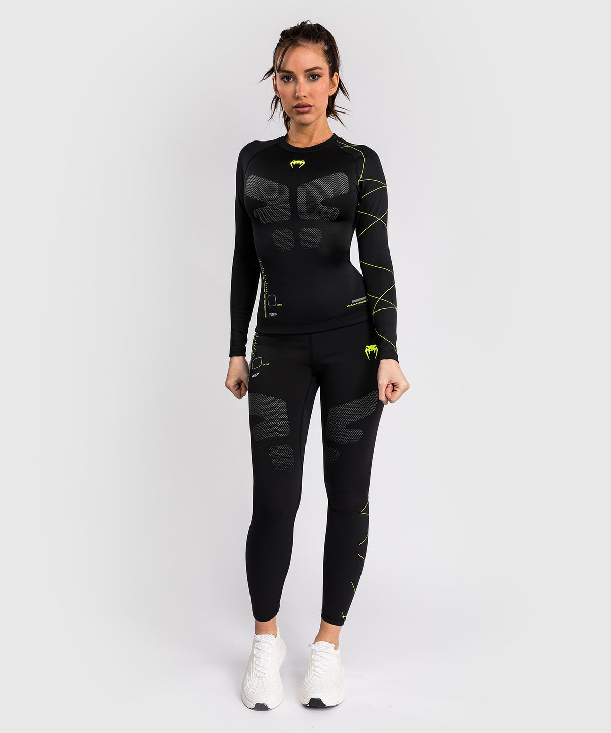 Venum Training Camp 4.0 Langarm Rashguard - Schwarz/Neongrün