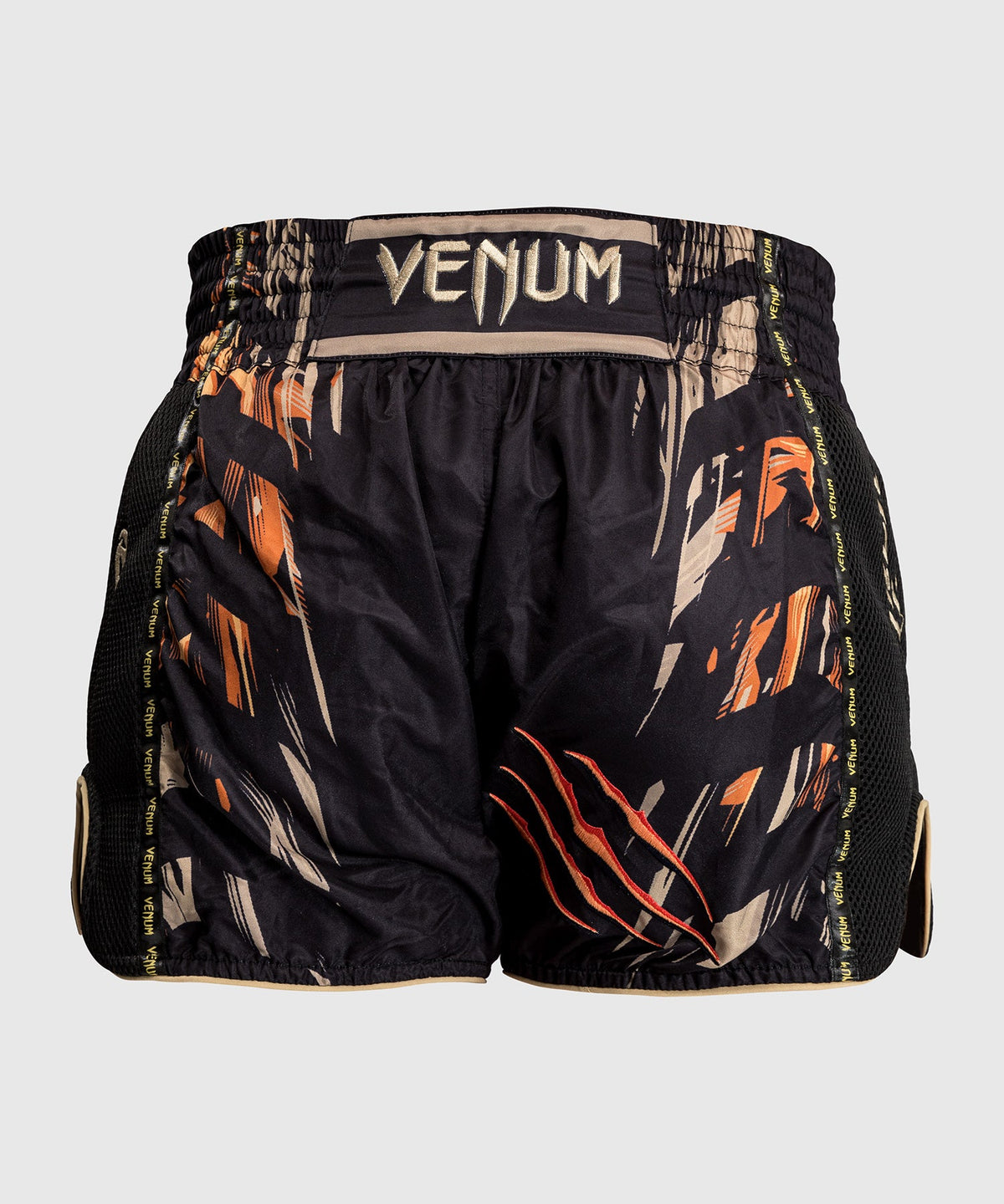 Venum Tiger Pantalones Cortos de Muay Thai - Negro/Naranja Neón